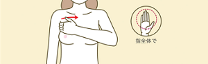 イラスト:指全体でわきの下からデコルテまでチェック