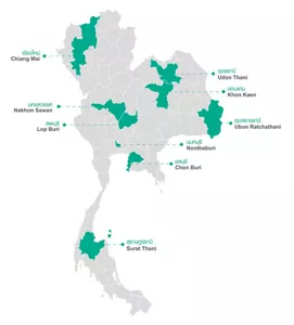 The image shows the location of the province where the Kao Thailand sales office is located.