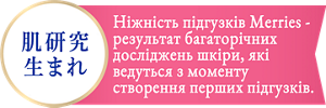 肌研究生まれ Ніжність підгузків Merries - результат багаторічних досліджень шкіри, які ведуться з моменту створення перших підгузків.