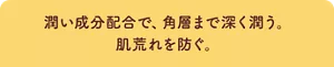 潤い成分配合で、角層まで深く潤う。 肌荒れを防ぐ。