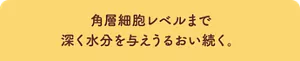 角層細胞レベルまで 深く水分を与えうるおい続く。