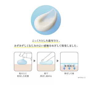 こっくりとした濃厚さと、みずみずしく なじみのよい感触をめざして開発しました。