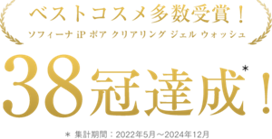 ベストコスメ多数受賞! ソフィーナiP ポア クリアリング ジェル ウォッシュ 38冠達成!*集計期間:2022年5月〜2024年6月