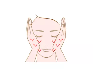 ④手のひらで内側から外側に少しずつずらしながら、プッシュ(プッシング)します。