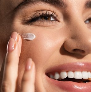 Curel Deep Moisture Spray against a blue background