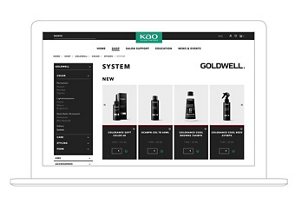 Website screen showing the KAO shop with Goldwell System products
