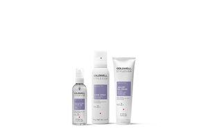 three goldwell stylesign products smooth products lined up horizontally in a row on a white background