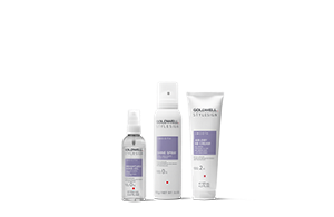 three goldwell stylesign smooth products lined up horizontally in a row on a white background