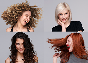 mujer con cabello rubio sentada