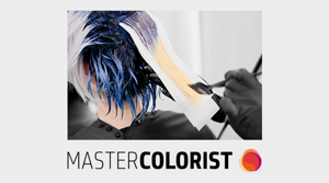 Hair being dyed in blue and white color by hair colorist