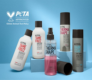 5 KMS products next to the PETA approved logo for global animal test policy