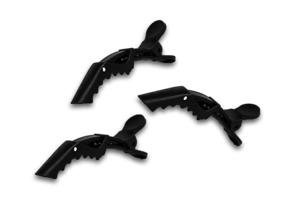 Three black VARIS alligator clips