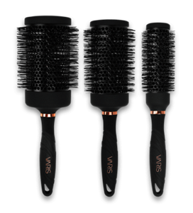 Brosses à cheveux en nylon VARIS noires en trois tailles différentes