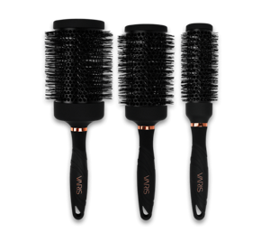 Brosses à cheveux en nylon VARIS noires en trois tailles différentes