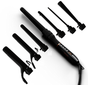 Black VARIS Curling Iron System with four different adapters