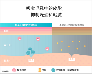 吸收毛孔的皮脂，抑制油光黏膩