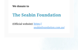 We donate to The Seabin Foundation