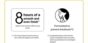 8時間なめらか均一仕上がり。当社調べ。 効果には個人差があります。ニキビのもとになりにくい処方ノンコメドジェニックテスト済*
