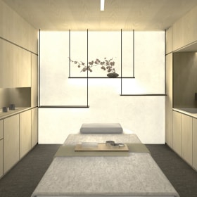  A spa room with a massage table in the center from the SENSAI SELECT Spa in Switzerland. 