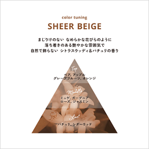 まじりけのない なめらかな花びらのように 落ち着きのある艷やかな雰囲気で 自然で飾らない シトラスウッディ＆バチュリの香り