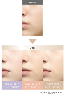 ノーファンデUV3色の仕上がりイメージ