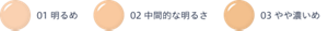 01 明るめ　02 中間的な明るさ　03 やや濃いめ