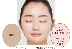 素肌 〈イメージ〉 ドレスアップクリーム ２０２５（化粧下地） ＋ フェースアップパウダー ２０２６〈仕上がりイメージ〉