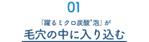 01 「躍るミクロ炭酸 泡」が毛穴の中に入り込む