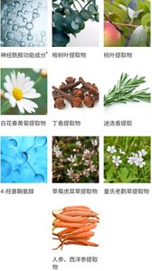神经酰胺功能成分* 桉树叶提取物 桃叶提取物 白花春黄菊提取物 丁香提取物 迷迭香提取 4-羟基鞘氨醇  草莓虎耳草提取物 童氏老鹳草提取物 人参、西洋参提取物