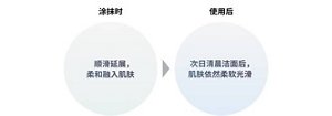 涂抹时 顺滑延展，柔和融入肌肤 使用后 次日清晨洁面后，肌肤依然柔软光滑