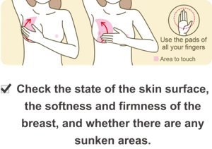 Check the state of the skin surface, the softness and firmness of the breast, and whether there are any sunken areas.