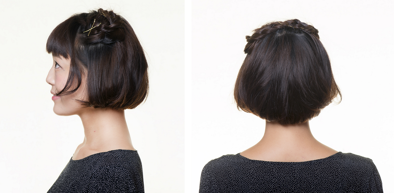 元タカラジェンヌ四方花林さんの簡単ヘアアレンジ ショートヘアのハーフアップ 美ビッドスマイル カネボウ化粧品