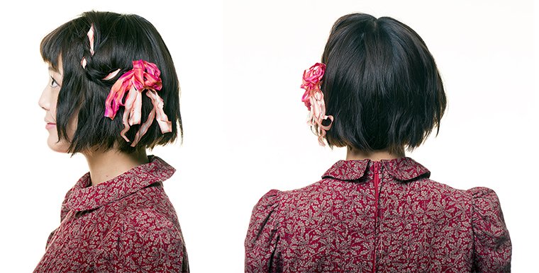 元タカラジェンヌ四方花林さんのショートヘアアレンジ リボン編み込み 美ビッドスマイル カネボウ化粧品