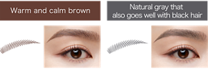 Warm and calm brown BR-7 Cocoa Brown Natural gray that also goes well with black hair GY-1 Natural Gray