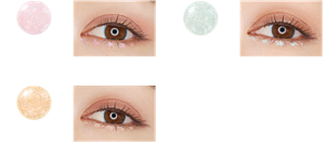 EX-1 Pink Spark (+ POPPING SILHOUETTE SHADOW RD-1) EX-2 Sugar Mint (+ POPPING SILHOUETTE SHADOW BE-1) EX-3 Beige Star (+ POPPING SILHOUETTE SHADOW OR-1) Finished image