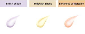 Bluish shade for yellowness-prone eyelids EX-1 Hidden Lavender  Yellowish shade for redness-prone eyelids EX-2 Blending Lemon Enhances complexion  for dullness-prone eyelids EX-3 Chic Peach