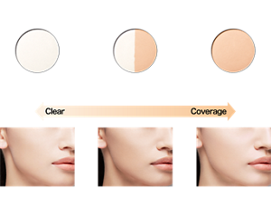 Silky clear and glowing skin 00 New Clear Moon  Use both Clear and Coverage powders as you like. Also recommended for touch-ups! 01 Half-Moon Coverage  Covers to leave skin silky and glowing 02 Full-Moon Coverage   Clear Coverage  Finished image (00) Finished image (01) Finished image (02)