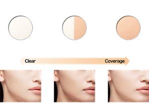 Silky clear and glowing skin 00 New Clear Moon  Use both Clear and Coverage powders as you like. Also recommended for touch-ups! 01 Half-Moon Coverage  Covers to leave skin silky and glowing 02 Full-Moon Coverage   Clear Coverage  Finished image (00) Finished image (01) Finished image (02)