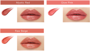 Mystic Red CP01 Crystal Foretelling Glow Pink CP02 Pink Phantom Raw Beige CP03 Fantasy Lagoon Finished image