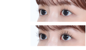 Before (Bare eyelashes) After (Using Long BK‑1) Finished image