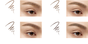 01 柔棕 02 橄欖棕 03 自然棕 04 灰棕 妝效示意圖