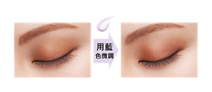 粹選單色眼影 049  用藍色微調  校色眼影打底膏 EX-1 + 粹選單色眼影 049  妝效示意圖