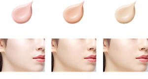 01 象牙粉紅 02 鮮嫩杏桃 05 法式象牙白 妝效示意圖