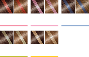 深髮色 淺髮色 01 艷紅　深髮色 淺髮色 02 薰衣草粉　深髮色 淺髮色 03 經典藍　深髮色 淺髮色 04 橄欖灰　深髮色 淺髮色 05 明亮金