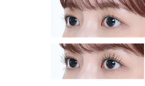 Before 素睫毛 After 使用 纖長款 BK-1 妝效示意圖