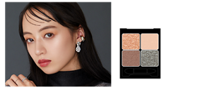 ◆使用色系 （由眼影盒左上開始依順時針方向） ①G303 ②SG601 ③G314 ④P218 ※妝效示意圖