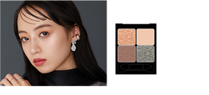 ◆使用色系 （由眼影盒左上開始依順時針方向） ①G303 ②SG601 ③G314 ④P218 ※妝效示意圖