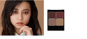 ◆使用色系 （由眼影盒左上開始依順時針方向） ①SG609 ②M115 ③P215 ④M114 ※妝效示意圖