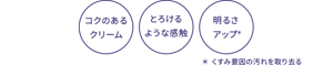 コクのあるクリーム とろけるような感触 くすみ要因の汚れを取り去り、明るさアップ