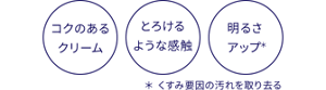 コクのあるクリーム とろけるような感触 くすみ要因の汚れを取り去り、明るさアップ